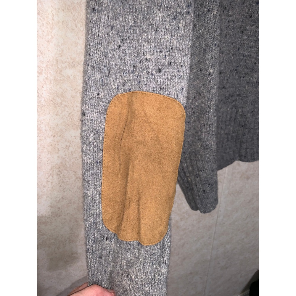 Eddie Bauer Mens XL Gray Lambswool Cashmere Donegal Cardigan Sweater Suede Trim - Picture 9 of 15